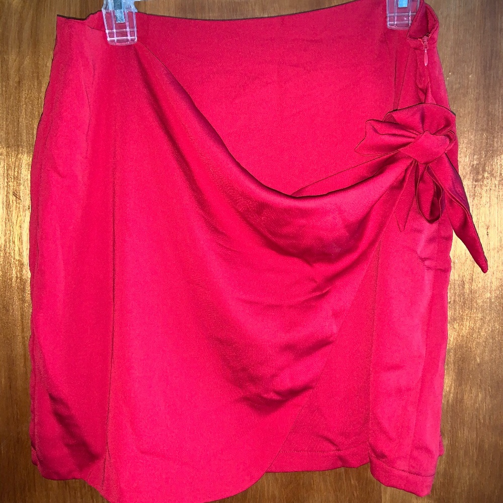 Red Mini Wrap Skirt
